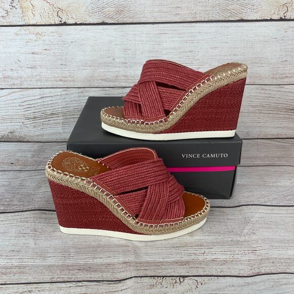 Vince Camuto Bailah Womens Sz 6M Platform Sandals Tapue Red Morccan - Picture 1 of 11